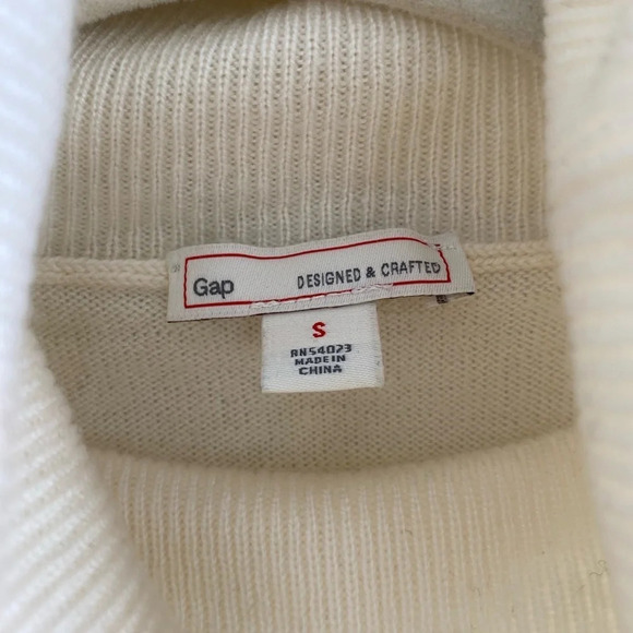 GAP Cream Extra Fine Merino Wool Turtleneck Sweater  Tunic Size S - Picture 10 of 13